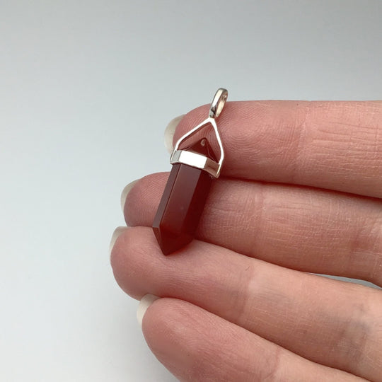 Carnelian Agate Double Terminated Point Pendant - Rocks and Gems Canada