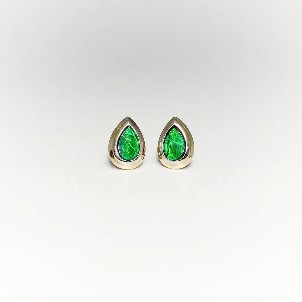 Alberta Ammolite 14K Gold and White Gold Stud Earrings - Rocks and Gems Canada