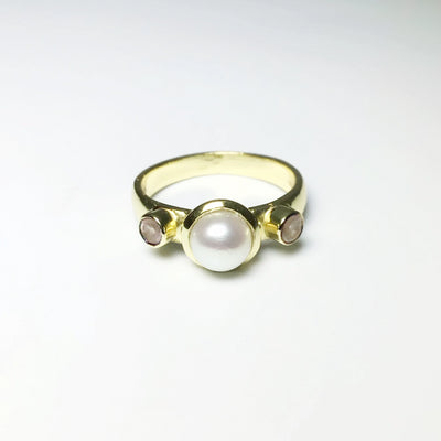 Freshwater Pearl and Rose Quartz Ring