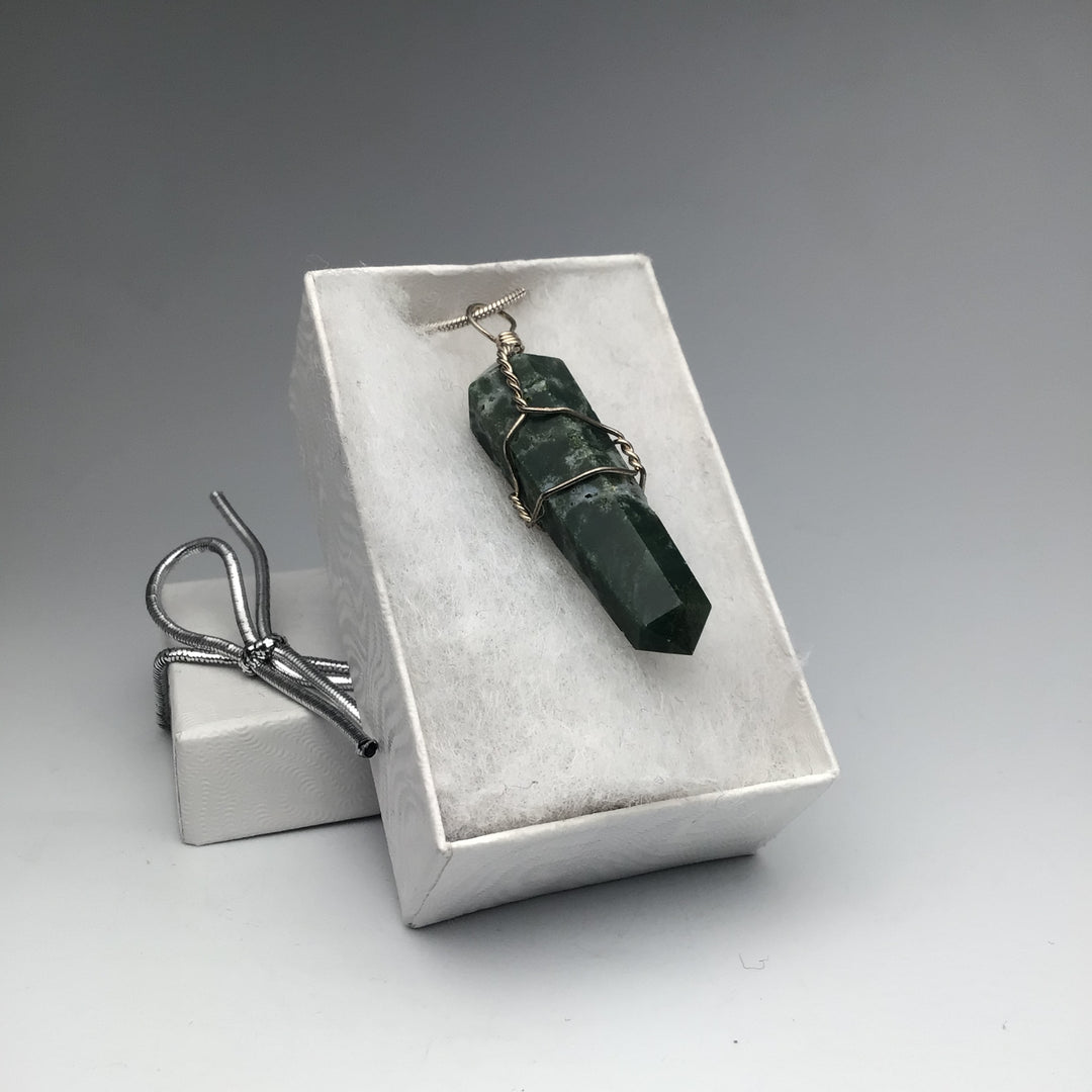 Wire Wrapped Moss Agate Pendant - Rocks and Gems Canada