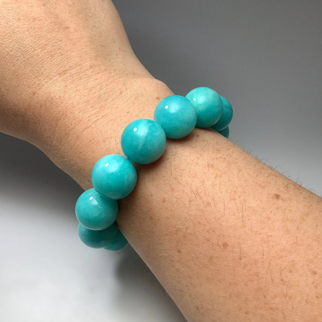 Amazonite Beaded Bracelet - 16mm - High Quality - Rocks and Gems Canada