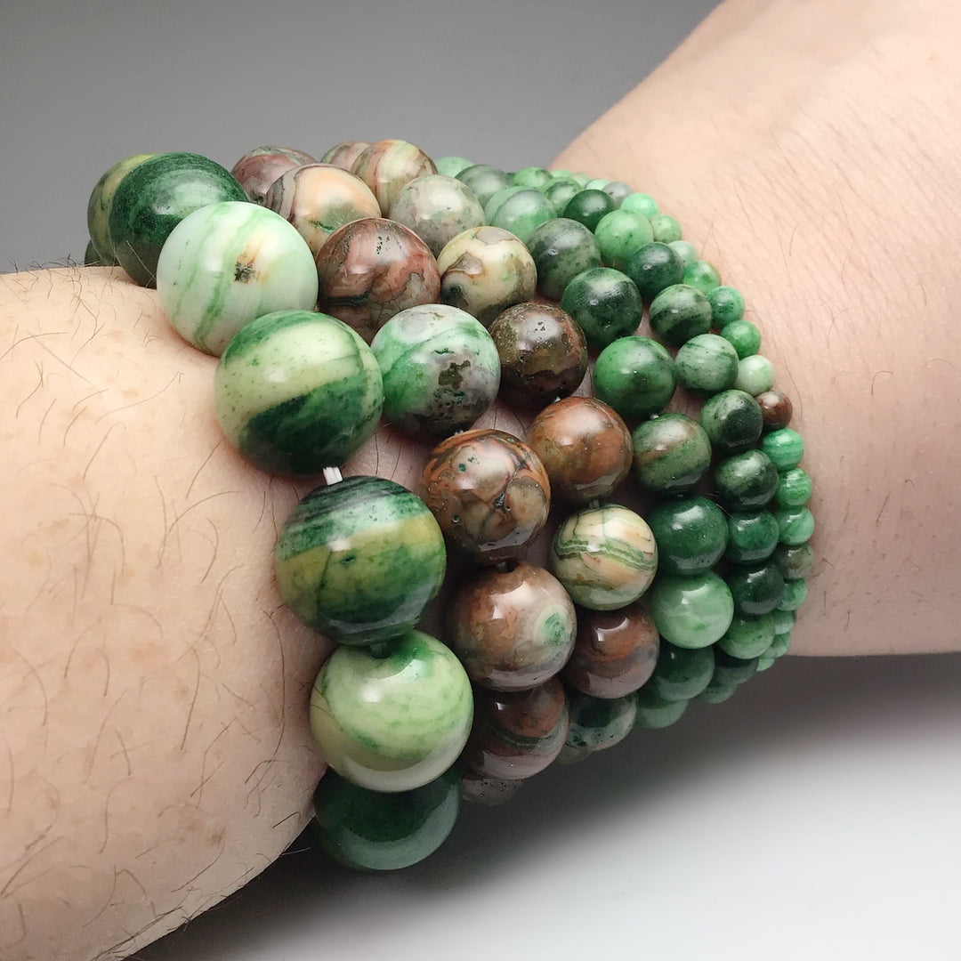 Green Crazy Lace Agate Beaded Bracelet - Rocks and Gems Canada