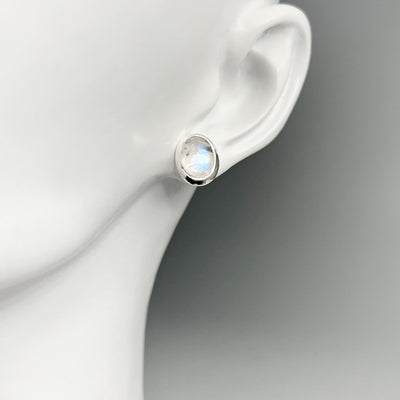 Rainbow Moonstone Stud Earrings