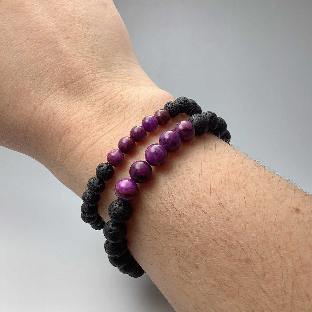 Purple Crazy Lace Agate Beaded Bracelet - Rocks and Gems Canada