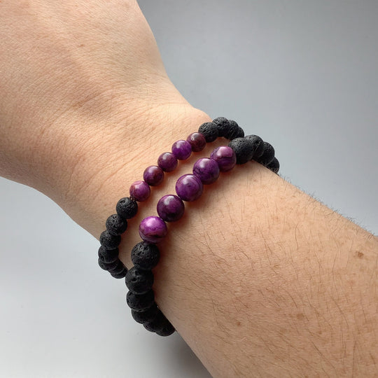 Purple Crazy Lace Agate Beaded Bracelet - Rocks and Gems Canada