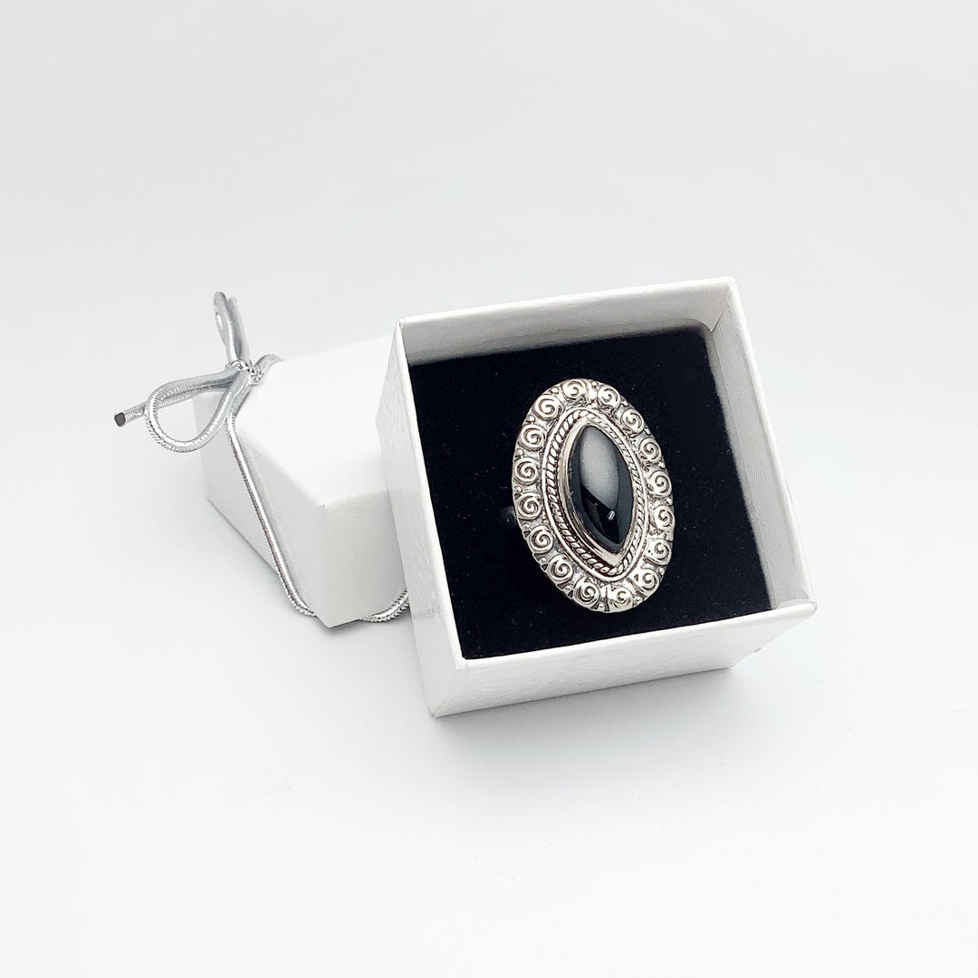 Black Onyx Bohemian Style Ring - Rocks and Gems Canada