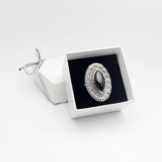 Black Onyx Bohemian Style Ring - Rocks and Gems Canada