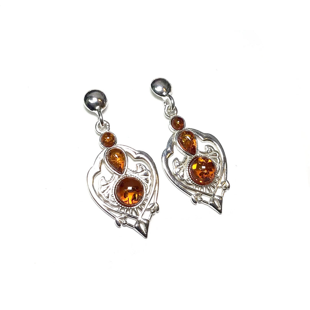Cognac Amber Stud Earrings - Rocks and Gems Canada