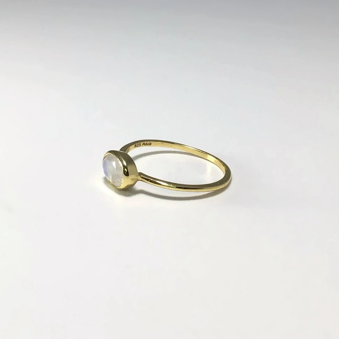 Rainbow Moonstone Gold Finish Ring - Rocks and Gems Canada