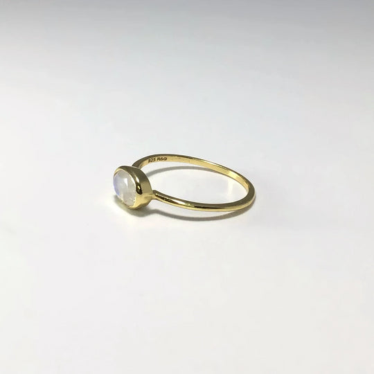 Rainbow Moonstone Gold Finish Ring - Rocks and Gems Canada
