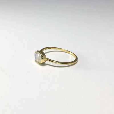Rainbow Moonstone Gold Finish Ring