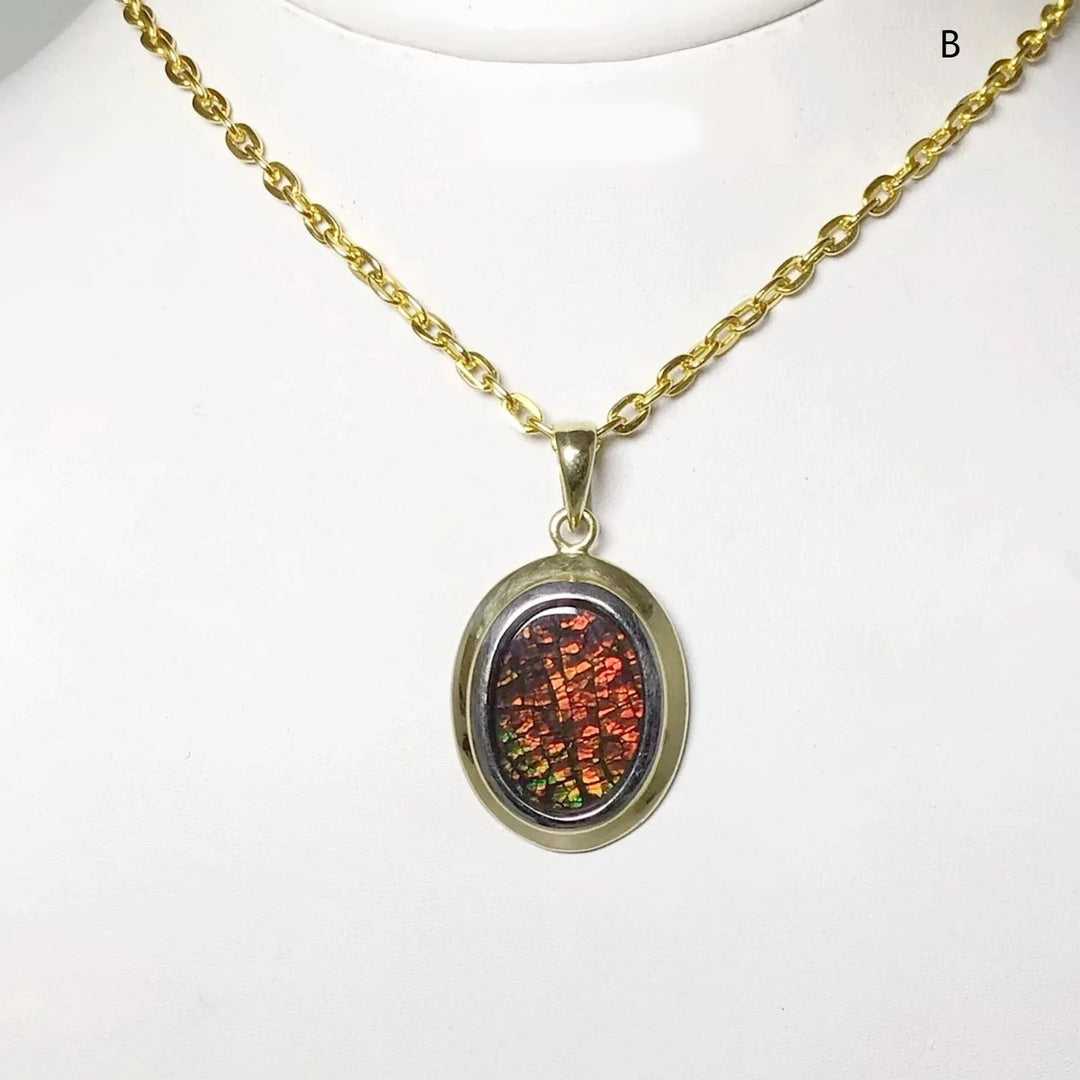 Alberta Ammolite 14K Gold Pendant - Rocks and Gems Canada