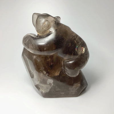 Smoky Quartz Bear Carving