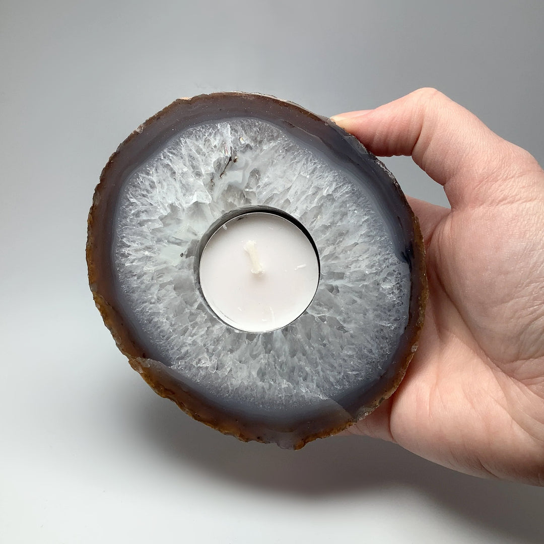 Agate Candle Holder - Rocks and Gems Canada