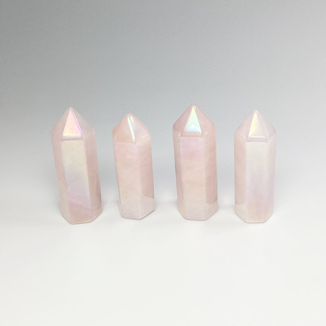 Polished Opalescent Rose Quartz Point - Rocks and Gems Canada