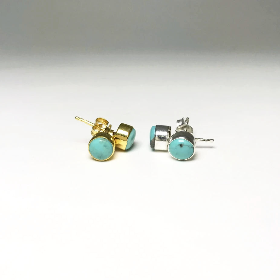 Natural turquoise stud earrings sales
