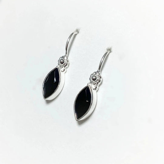 Faceted Black Onyx Dangle Earrings - Rocks and Gems Canada