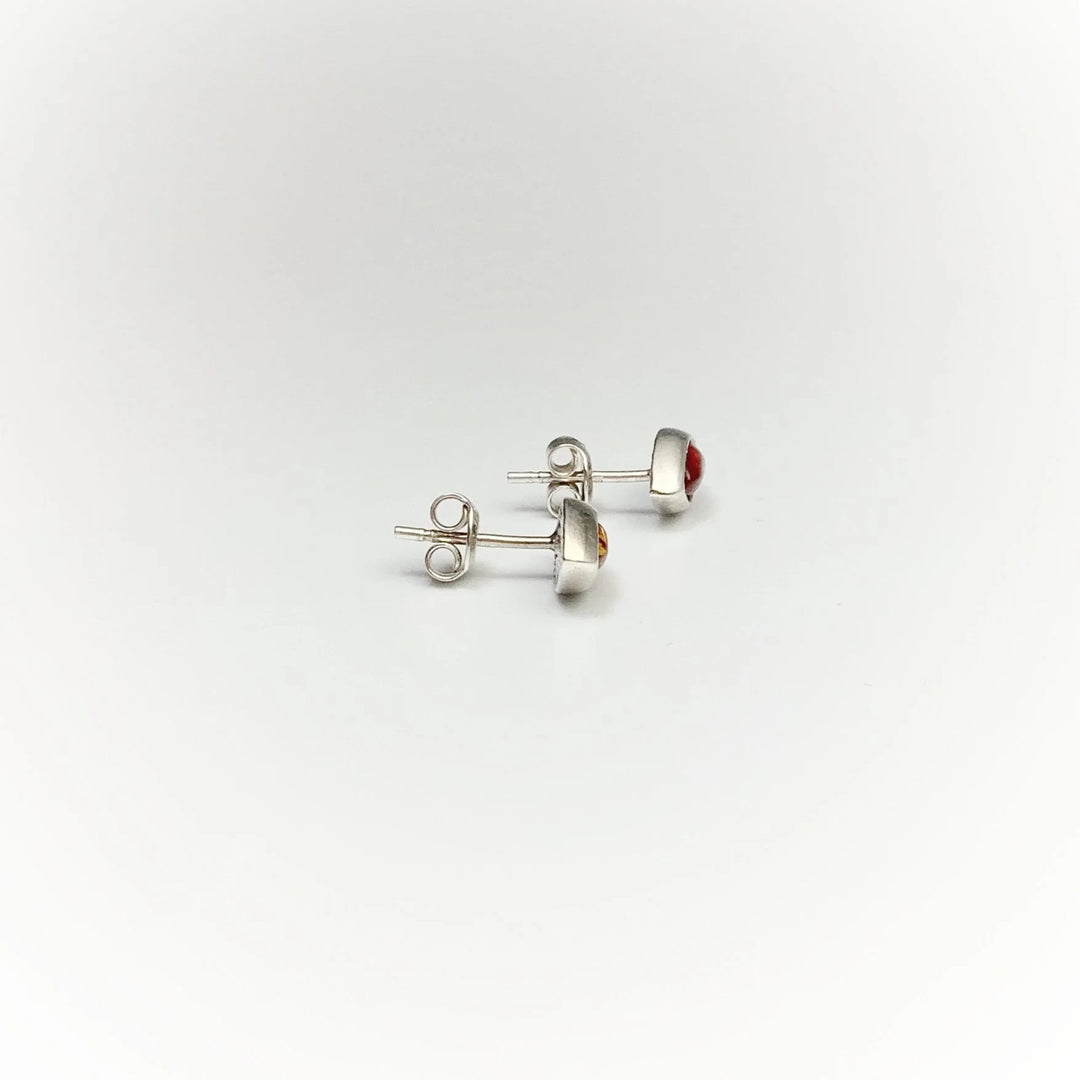 Cognac Amber Stud Earrings - Rocks and Gems Canada