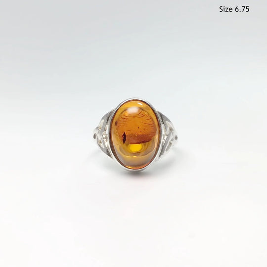 Cognac Amber Ring - Rocks and Gems Canada