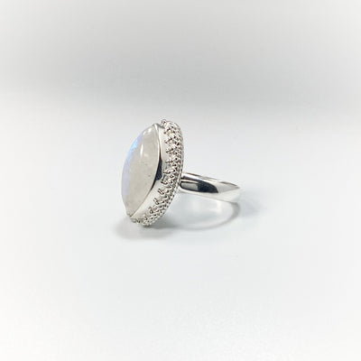 Rainbow Moonstone Marquise Cut Ring