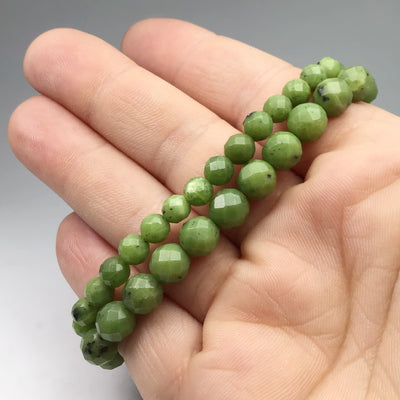 Canadian Jade Faceted Beaded Bracelet - High Quality