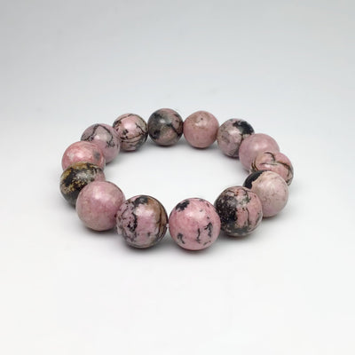 Rhodonite - Pink and Black Beaded Bracelet