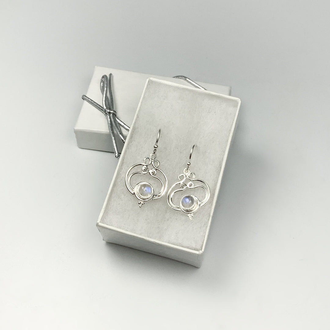 Rainbow Moonstone Dangle Earrings - Rocks and Gems Canada