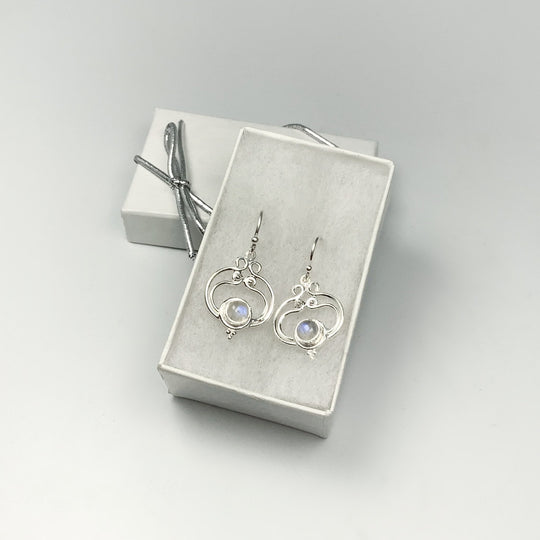 Rainbow Moonstone Dangle Earrings - Rocks and Gems Canada