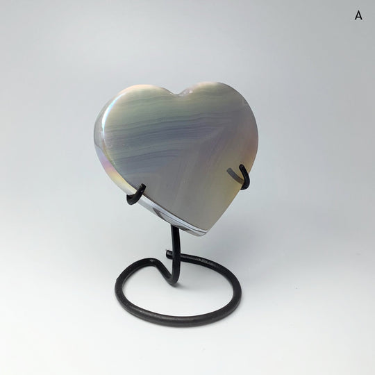 Rainbow Agate Heart on Stand - Rocks and Gems Canada