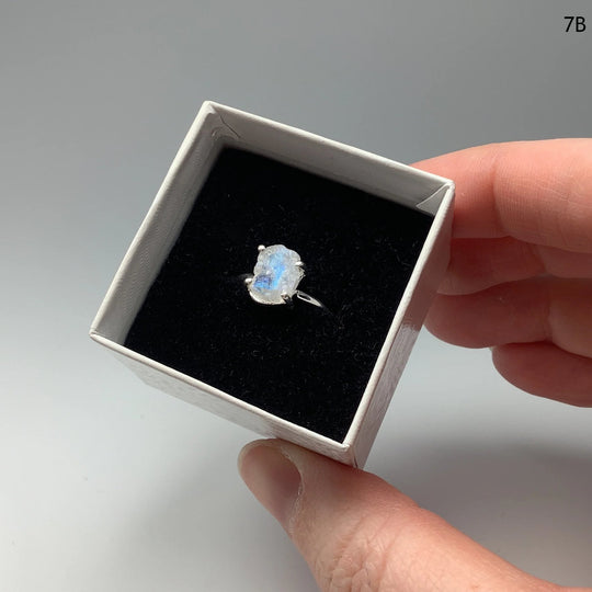 Raw Rainbow Moonstone Ring - Rocks and Gems Canada