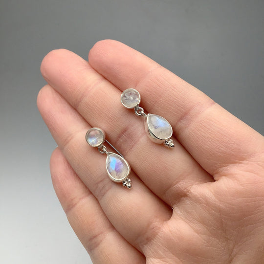 Rainbow Moonstone Stud Earrings - Rocks and Gems Canada