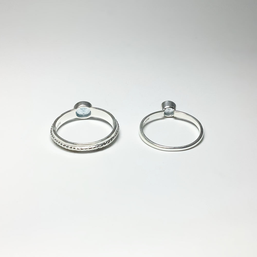 Double Ring Set - Blue Topaz - Rocks and Gems Canada