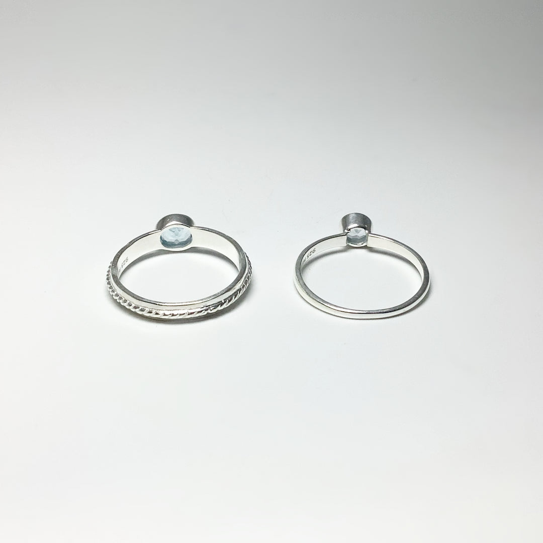 Double Ring Set - Blue Topaz - Rocks and Gems Canada