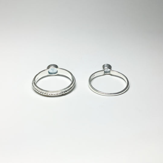 Double Ring Set - Blue Topaz - Rocks and Gems Canada