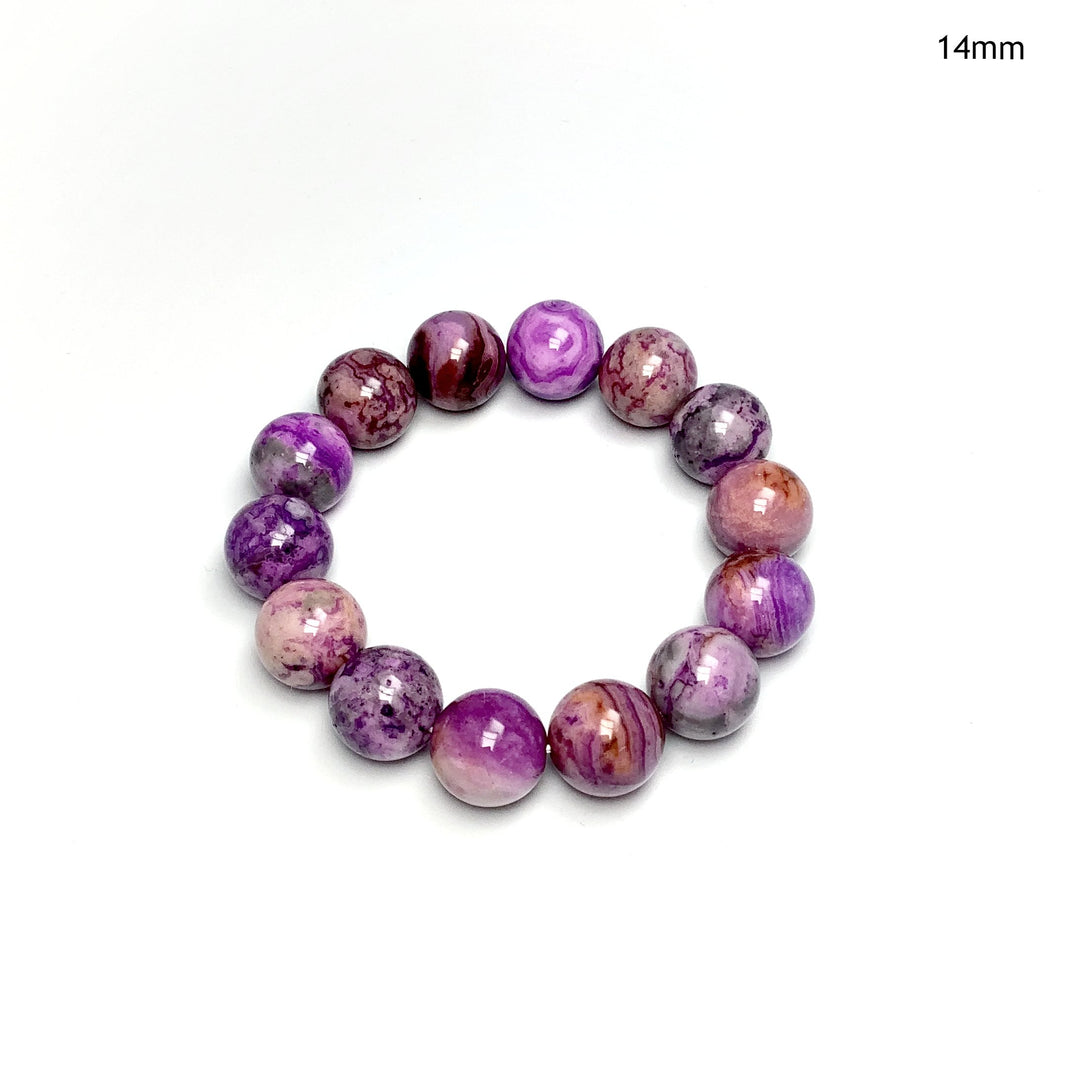 Purple Crazy Lace Agate Beaded Bracelet - Rocks and Gems Canada