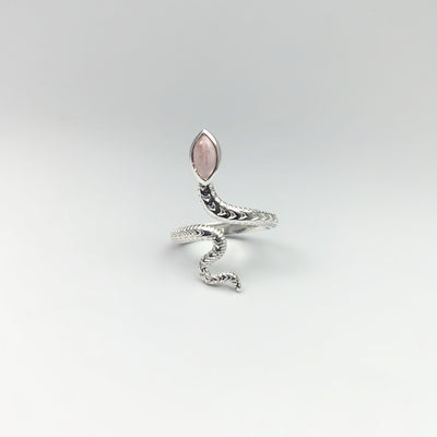 Rose Quartz Snake Ring