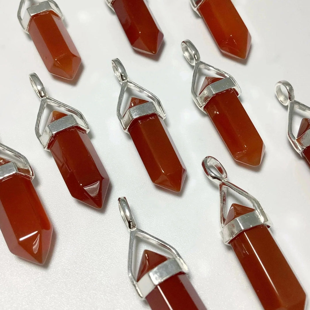 Carnelian Agate Double Terminated Point Pendant - Rocks and Gems Canada