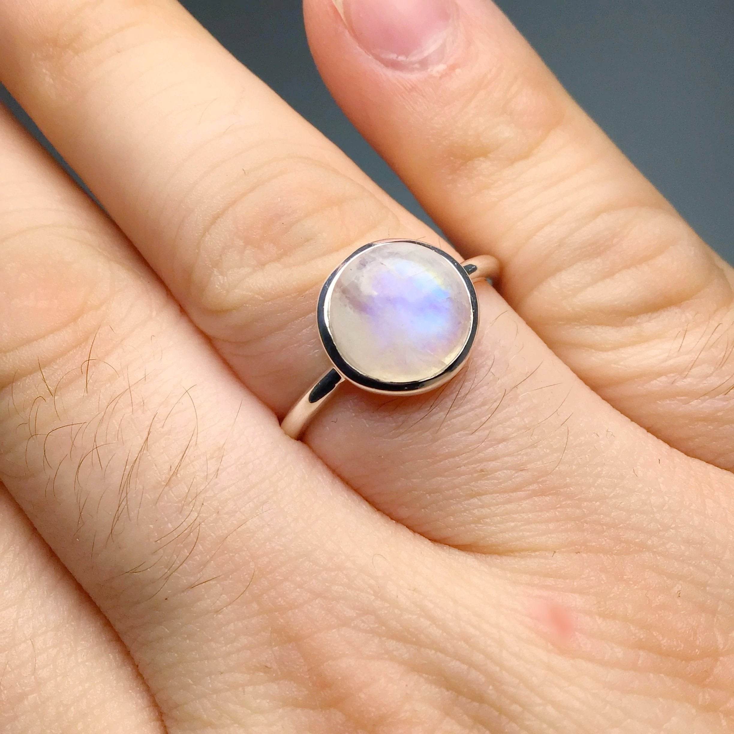 Natural Rainbow Moonstone & Ruby Cluster Halo Ring - 925 Sterling Silver, Marquise Cut, Vintage Style
