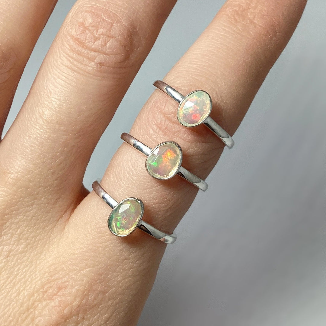 Faceted Ethiopian Fire Opal Ring - Rocks and Gems Canada