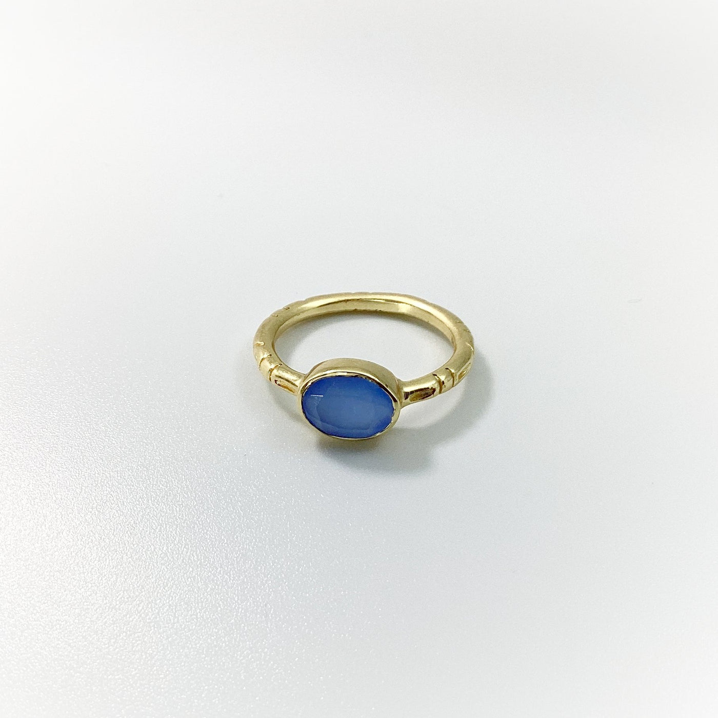 Triple Ring Set - Blue Chalcedony and Pearl