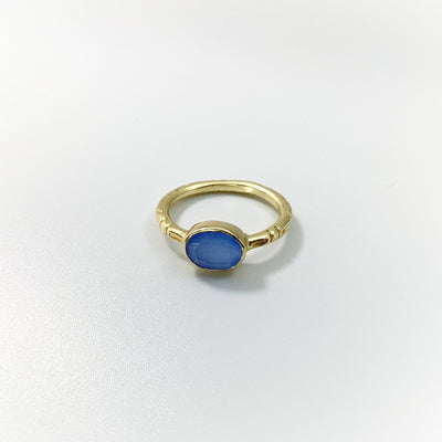 Triple Ring Set - Blue Chalcedony and Pearl