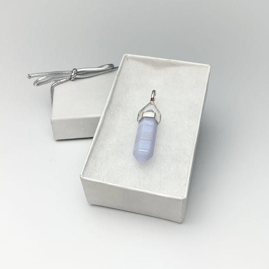 Blue Lace Agate Double Terminated Point Pendant - Rocks and Gems Canada