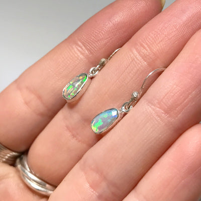 Ethiopian Fire Opal Freeform Faceted Dangle Earrings