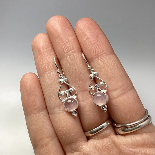 Rose Quartz Dangle Earrings - Rocks and Gems Canada