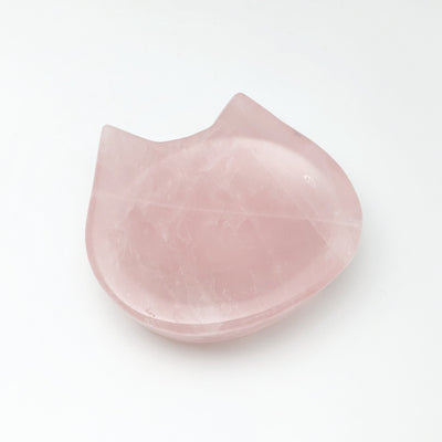 Carved Rose Quartz Cat Bowl