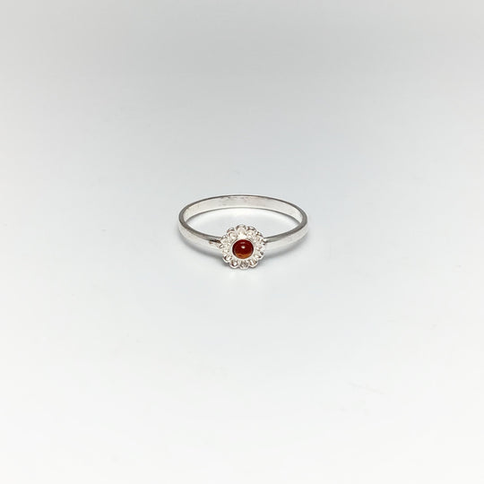 Cognac Amber Flower Ring - Rocks and Gems Canada
