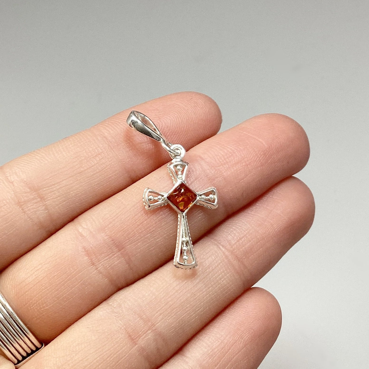 Cognac Amber Cross Pendant