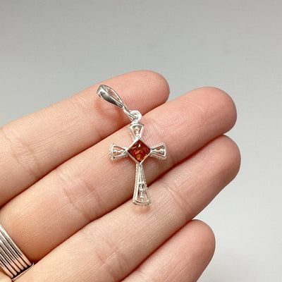Cognac Amber Cross Pendant