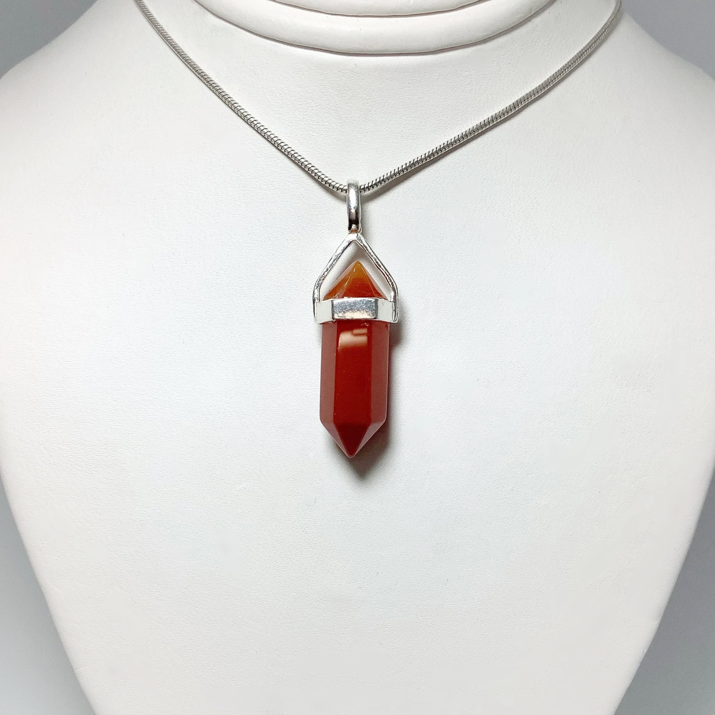Carnelian Agate Double Terminated Point Pendant - Rocks and Gems Canada