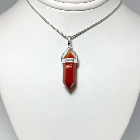 Carnelian Agate Double Terminated Point Pendant - Rocks and Gems Canada